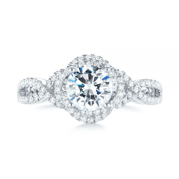 18k White Gold Diamond Engagement Ring - Top View -  103903