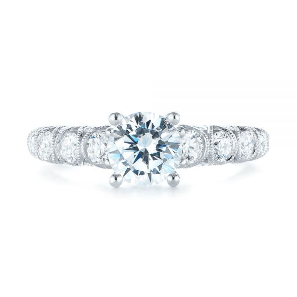 18k White Gold Diamond Engagement Ring - Top View -  103905