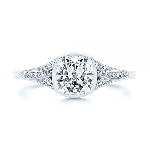 18k White Gold 18k White Gold Diamond Engagement Ring - Top View -  106592