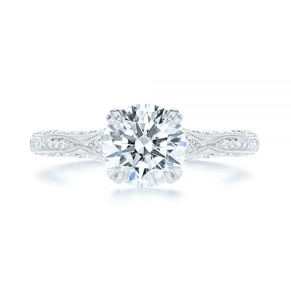 18k White Gold 18k White Gold Diamond Engagement Ring - Top View -  106644