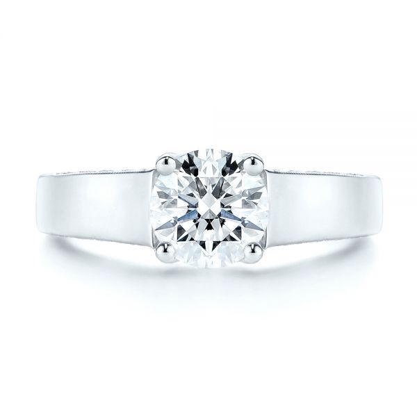 14k White Gold Diamond Engagement Ring - Top View -  106664