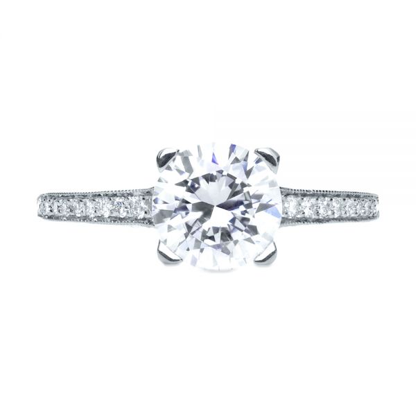 18k White Gold Diamond Engagement Ring - Top View -  196