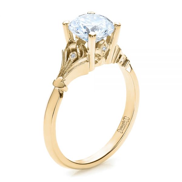 18k Yellow Gold 18k Yellow Gold Diamond Engagement Ring - Three-Quarter View - 100100