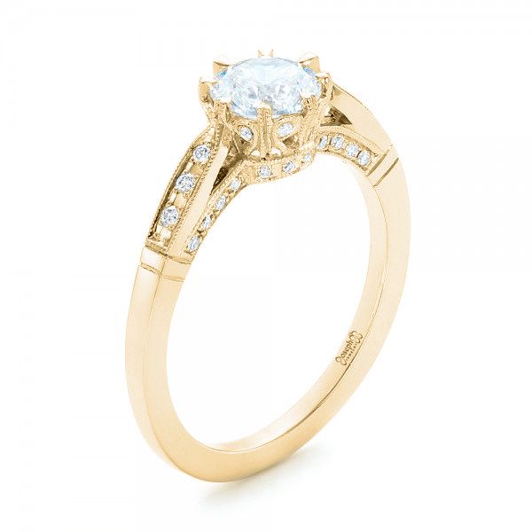 18k Yellow Gold 18k Yellow Gold Diamond Engagement Ring - Three-Quarter View -  102672