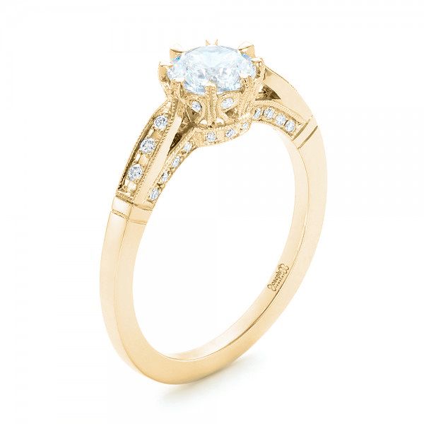 14k Yellow Gold 14k Yellow Gold Diamond Engagement Ring - Three-Quarter View - 102672