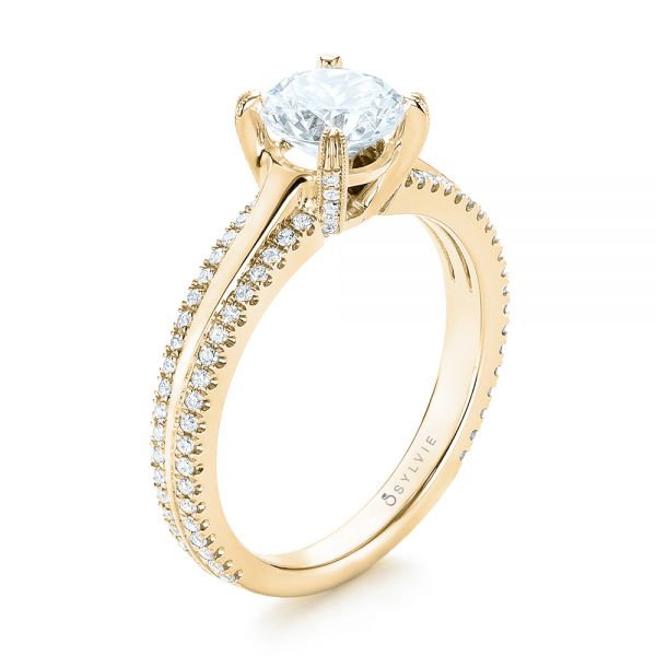 14k Yellow Gold 14k Yellow Gold Diamond Engagement Ring - Three-Quarter View - 103078