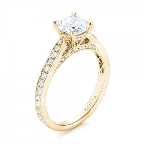 18k Yellow Gold 18k Yellow Gold Diamond Engagement Ring - Three-Quarter View - 103086