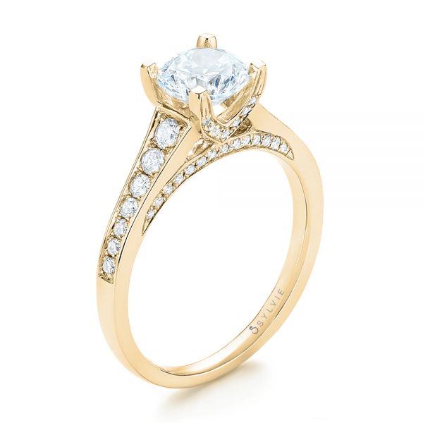14k Yellow Gold 14k Yellow Gold Diamond Engagement Ring - Three-Quarter View - 103088