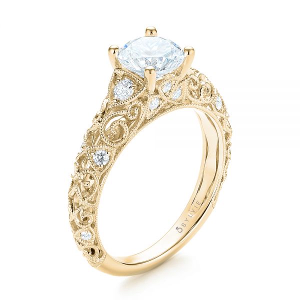 18k Yellow Gold 18k Yellow Gold Diamond Engagement Ring - Three-Quarter View -  103901