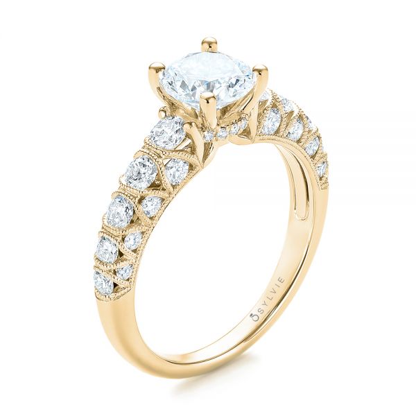 14k Yellow Gold 14k Yellow Gold Diamond Engagement Ring - Three-Quarter View -  103905