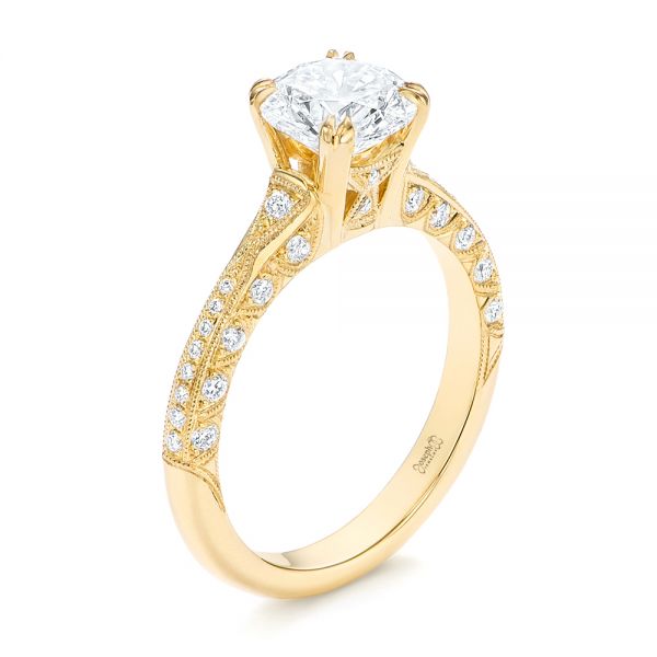 14k Yellow Gold 14k Yellow Gold Diamond Engagement Ring - Three-Quarter View -  106644