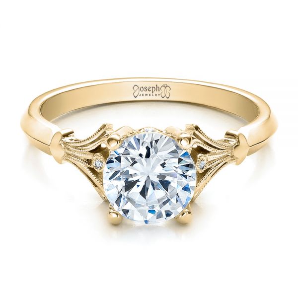 18k Yellow Gold 18k Yellow Gold Diamond Engagement Ring - Flat View - 100100