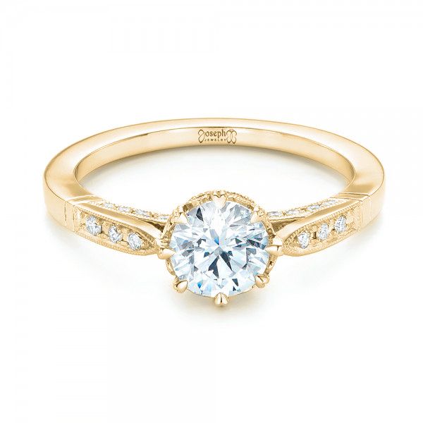 18k Yellow Gold 18k Yellow Gold Diamond Engagement Ring - Flat View -  102672