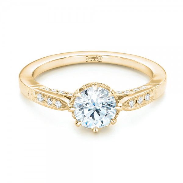 14k Yellow Gold 14k Yellow Gold Diamond Engagement Ring - Flat View -  102672