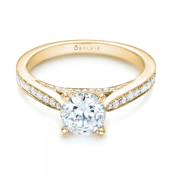 18k Yellow Gold 18k Yellow Gold Diamond Engagement Ring - Flat View - 103086