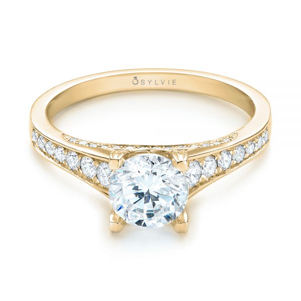 18k Yellow Gold 18k Yellow Gold Diamond Engagement Ring - Flat View -  103088