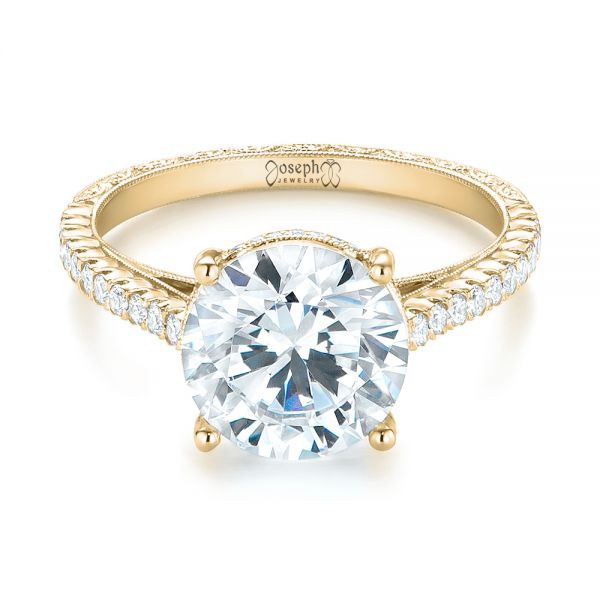 18k Yellow Gold 18k Yellow Gold Diamond Engagement Ring - Flat View - 103714
