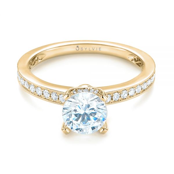 18k Yellow Gold 18k Yellow Gold Diamond Engagement Ring - Flat View - 103832