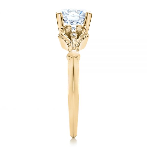 18k Yellow Gold 18k Yellow Gold Diamond Engagement Ring - Side View - 100100