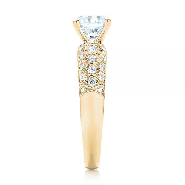 18k Yellow Gold 18k Yellow Gold Diamond Engagement Ring - Side View -  103836