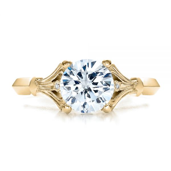 18k Yellow Gold 18k Yellow Gold Diamond Engagement Ring - Top View -  100100