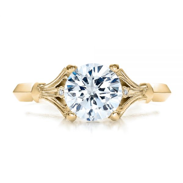 18k Yellow Gold 18k Yellow Gold Diamond Engagement Ring - Top View - 100100