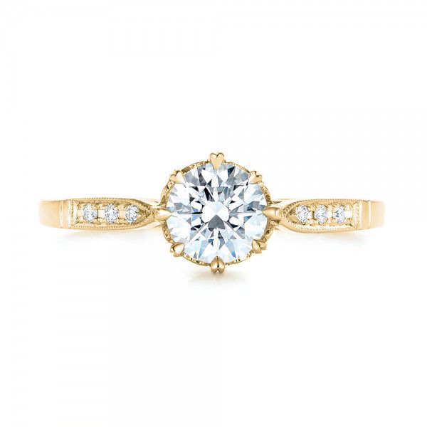 18k Yellow Gold 18k Yellow Gold Diamond Engagement Ring - Top View -  102672