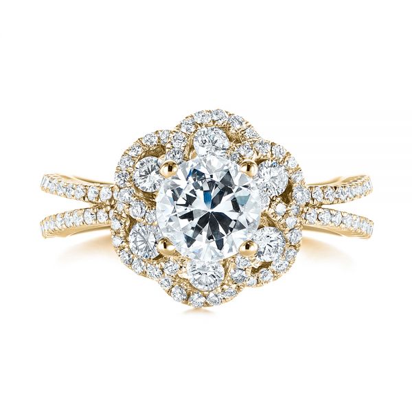18k Yellow Gold 18k Yellow Gold Diamond Engagement Ring - Top View -  103678