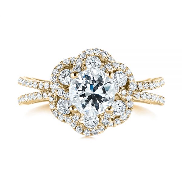 18k Yellow Gold 18k Yellow Gold Diamond Engagement Ring - Top View - 103678
