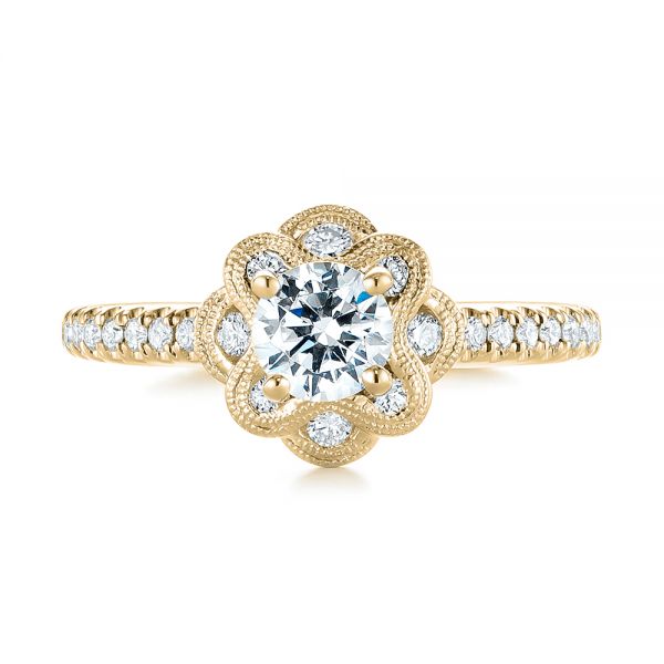 18k Yellow Gold 18k Yellow Gold Diamond Engagement Ring - Top View -  103680