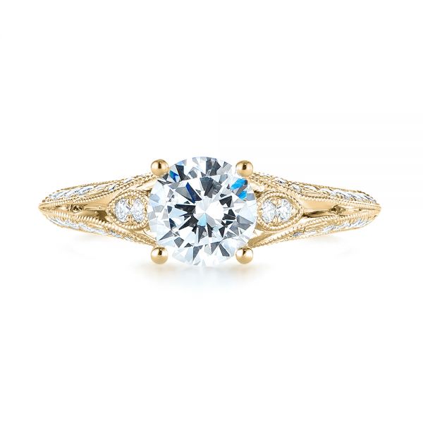 18k Yellow Gold 18k Yellow Gold Diamond Engagement Ring - Top View - 103902