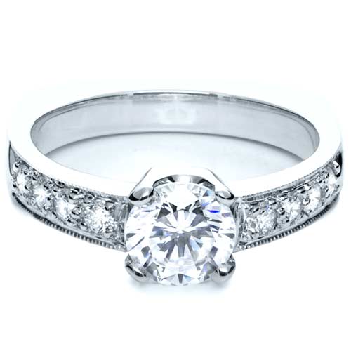  Platinum Diamond Engagement Ring - Flat View -  200 - Thumbnail