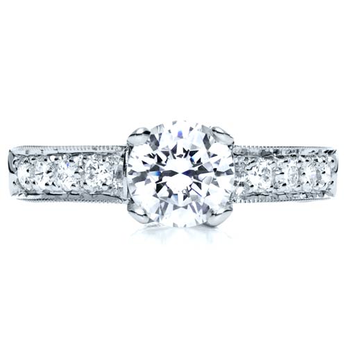 Platinum Diamond Engagement Ring - Top View - 200
