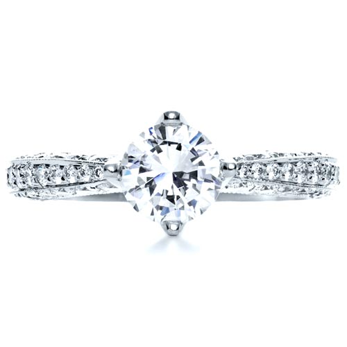  18K Gold Diamond Engagment Ring - Top View -  211 - Thumbnail