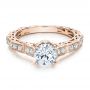 14k Rose Gold 14k Rose Gold Diamond Filigree Engagement Ring - Vanna K - Flat View -  100106 - Thumbnail