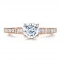 14k Rose Gold 14k Rose Gold Diamond Filigree Engagement Ring - Vanna K - Top View -  100106 - Thumbnail