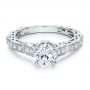 18k White Gold Diamond Filigree Engagement Ring - Vanna K - Flat View -  100106 - Thumbnail
