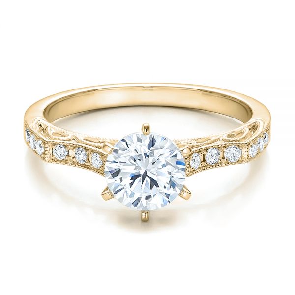 14k Yellow Gold Diamond Filigree Engagement Ring - Vanna K #100691 ...