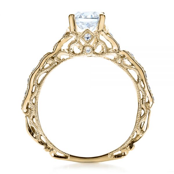 14k Yellow Gold 14k Yellow Gold Diamond Filigree Engagement Ring - Vanna K - Front View -  100106
