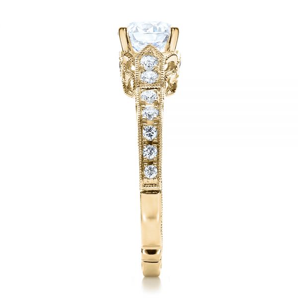 18k Yellow Gold 18k Yellow Gold Diamond Filigree Engagement Ring - Vanna K - Side View -  100106