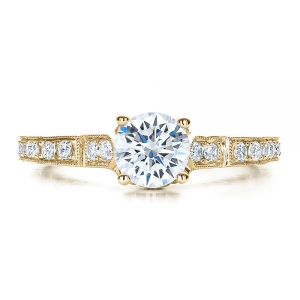 18k Yellow Gold 18k Yellow Gold Diamond Filigree Engagement Ring - Vanna K - Top View -  100106