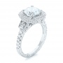18k White Gold Diamond Halo Engagement Ring - Three-Quarter View -  103602 - Thumbnail