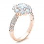 18k Rose Gold 18k Rose Gold Diamond Halo Engagement Ring - Three-Quarter View -  100007 - Thumbnail