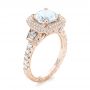 18k Rose Gold 18k Rose Gold Diamond Halo Engagement Ring - Three-Quarter View -  103602 - Thumbnail