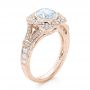 18k Rose Gold 18k Rose Gold Diamond Halo Engagement Ring - Three-Quarter View -  103645 - Thumbnail