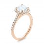 14k Rose Gold 14k Rose Gold Diamond Halo Engagement Ring - Three-Quarter View -  104024 - Thumbnail