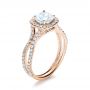 14k Rose Gold 14k Rose Gold Diamond Halo Engagement Ring - Three-Quarter View -  1256 - Thumbnail