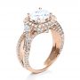 14k Rose Gold 14k Rose Gold Diamond Halo Engagement Ring - Three-Quarter View -  207 - Thumbnail