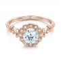 14k Rose Gold 14k Rose Gold Diamond Halo Engagement Ring - Flat View -  101984 - Thumbnail