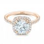 18k Rose Gold 18k Rose Gold Diamond Halo Engagement Ring - Flat View -  102820 - Thumbnail